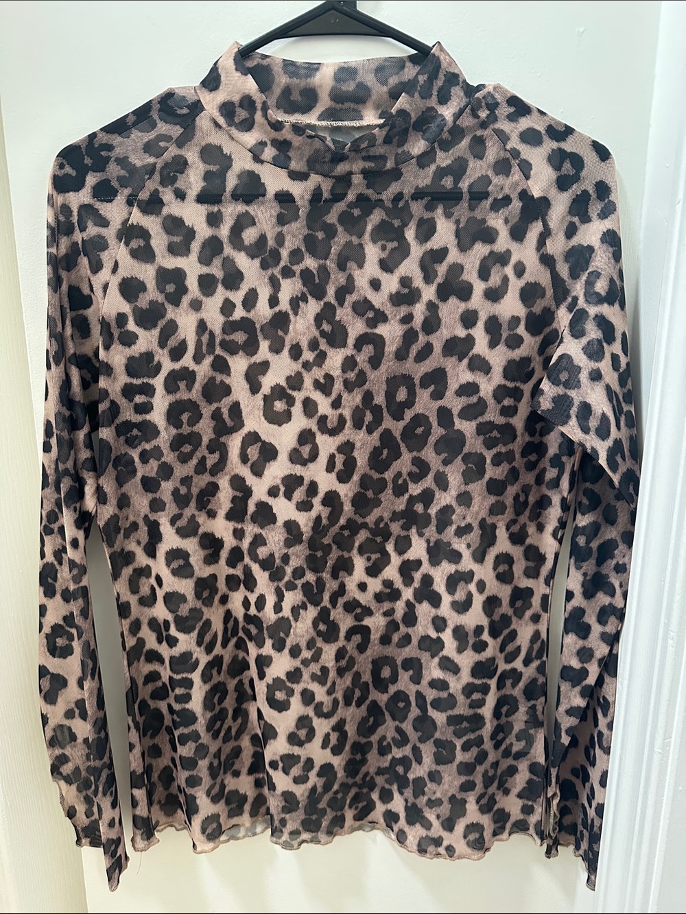 Amazon Women’s Leopard Print Mock Neck Sweater - Taupe & Black